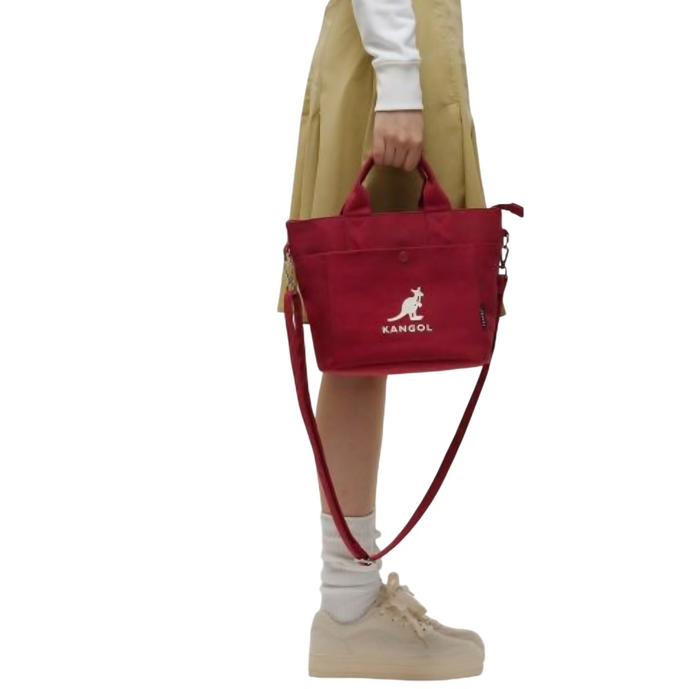 Kangol Red Canvas Tote Bag Crossbody Kangaroo Logo Adjustable Strap Y2K RETRO - Picture 1 of 7